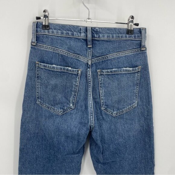 Agolde Riley Long Buttonfly Jeans Size 24 high rise straight distressed - Picture 6 of 12